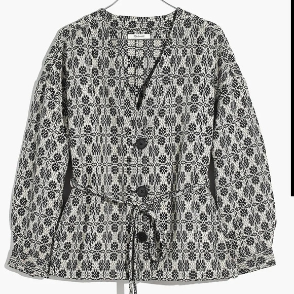 Madewell Geometric Jacquard Tie-Waist Jacket XXS New - Picture 6 of 9